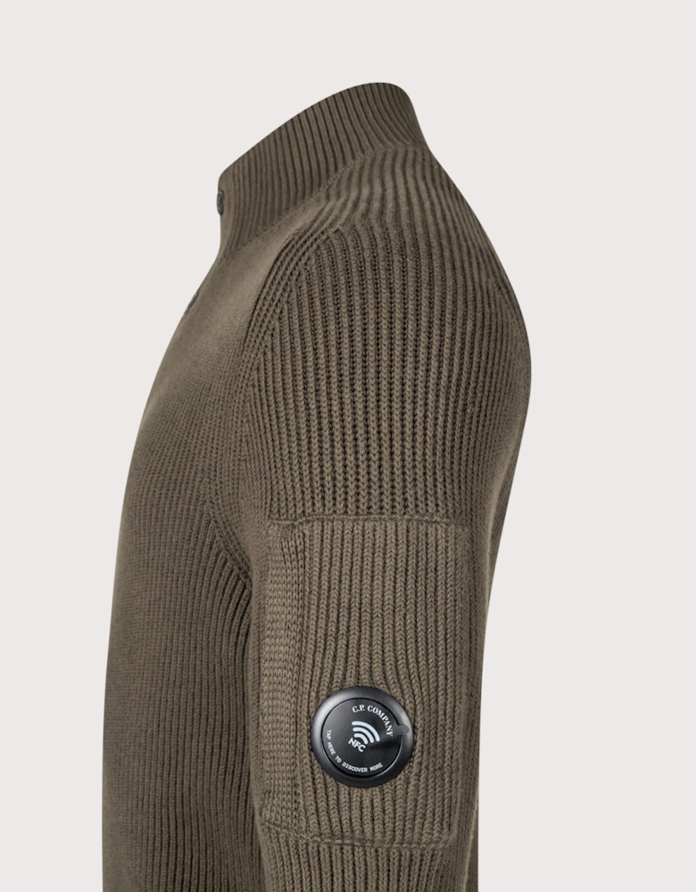 Full Rib Cotton Half Button Lens Jumper