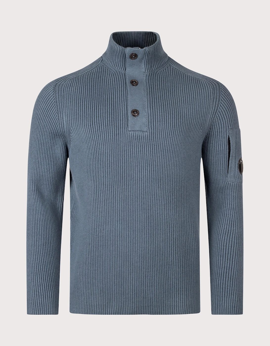Full Rib Cotton Half Button Lens Jumper