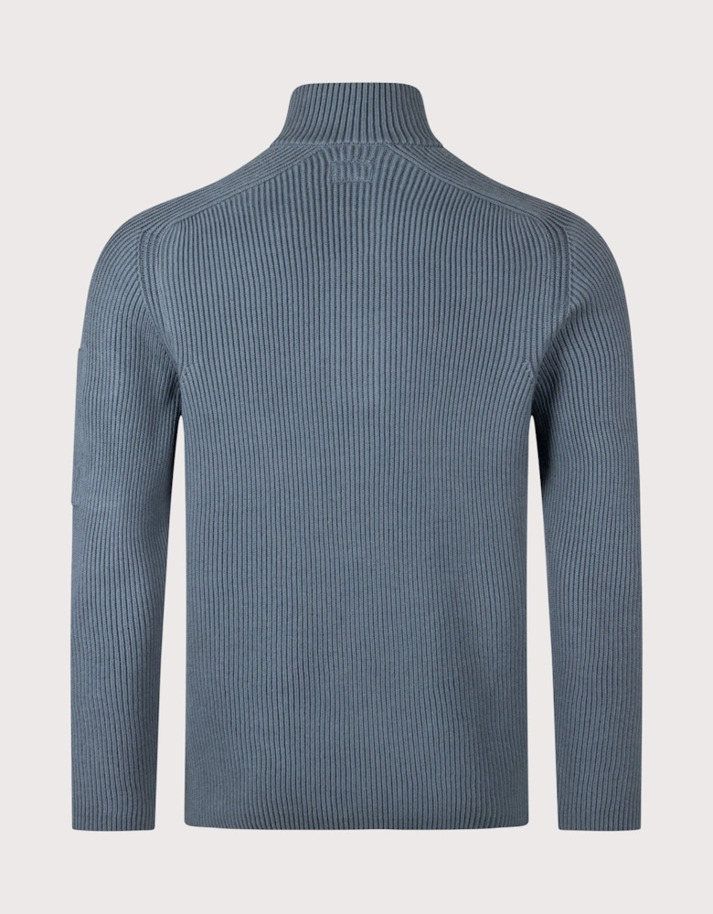 Full Rib Cotton Half Button Lens Jumper