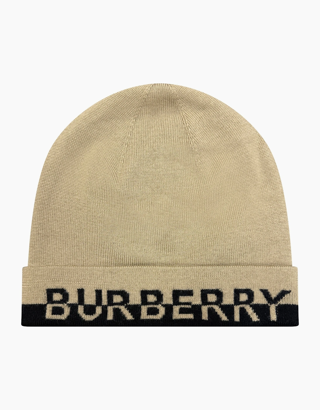 Burberry Logo Wool Beanie in Black & Archive Beige, 3 of 2