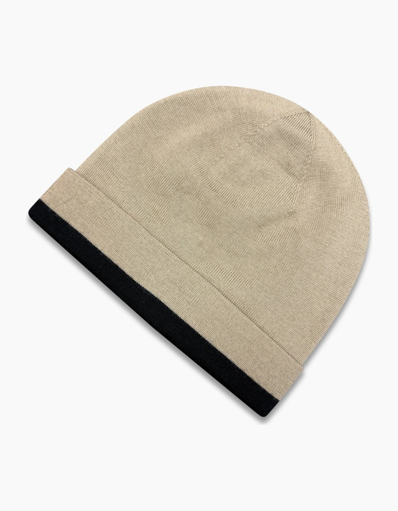 Burberry Logo Wool Beanie in Black & Archive Beige