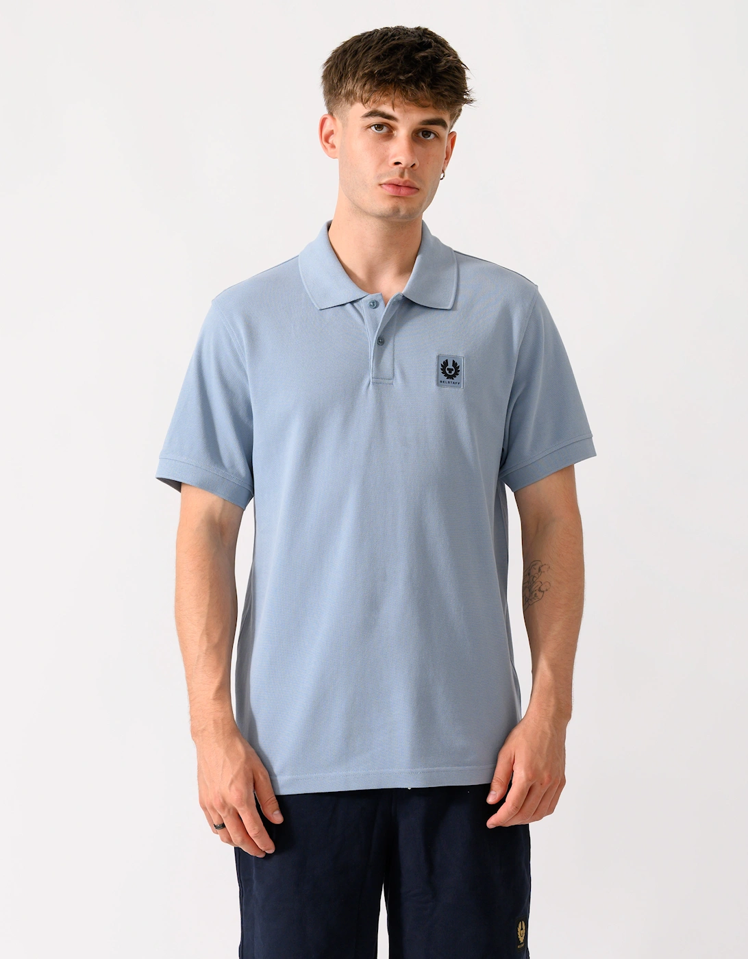 Belstaff Mens Logo Polo - Mist Blue