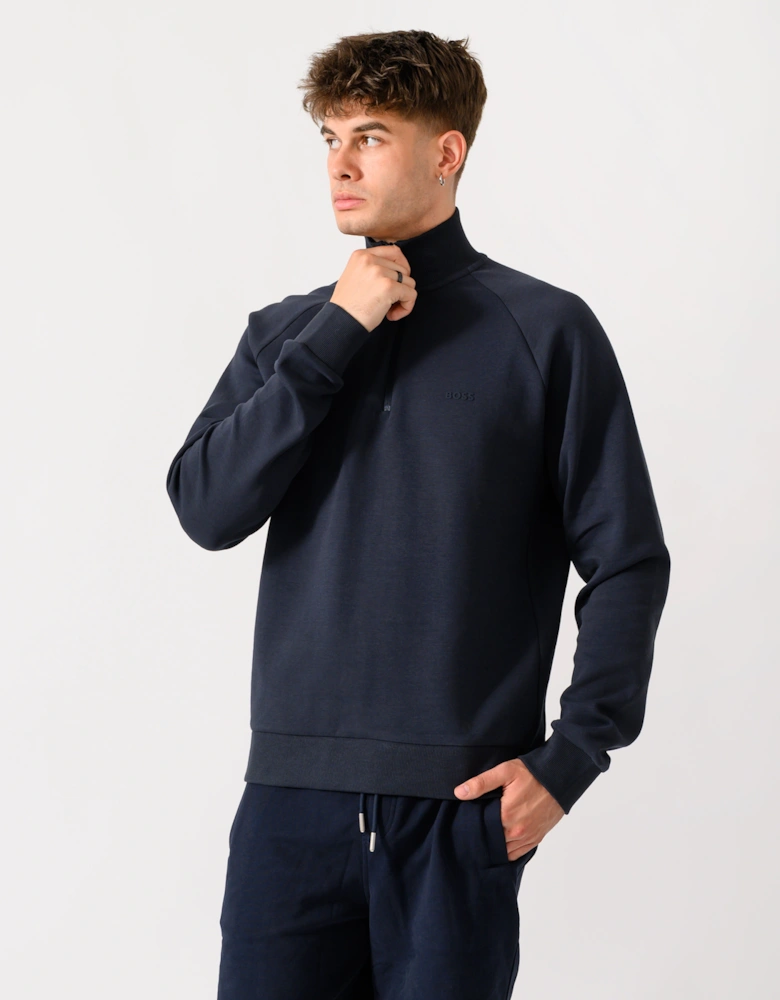 BOSS Green Sweat Mens 1/4 Zip Sweatshirt - Dark Blue 402
