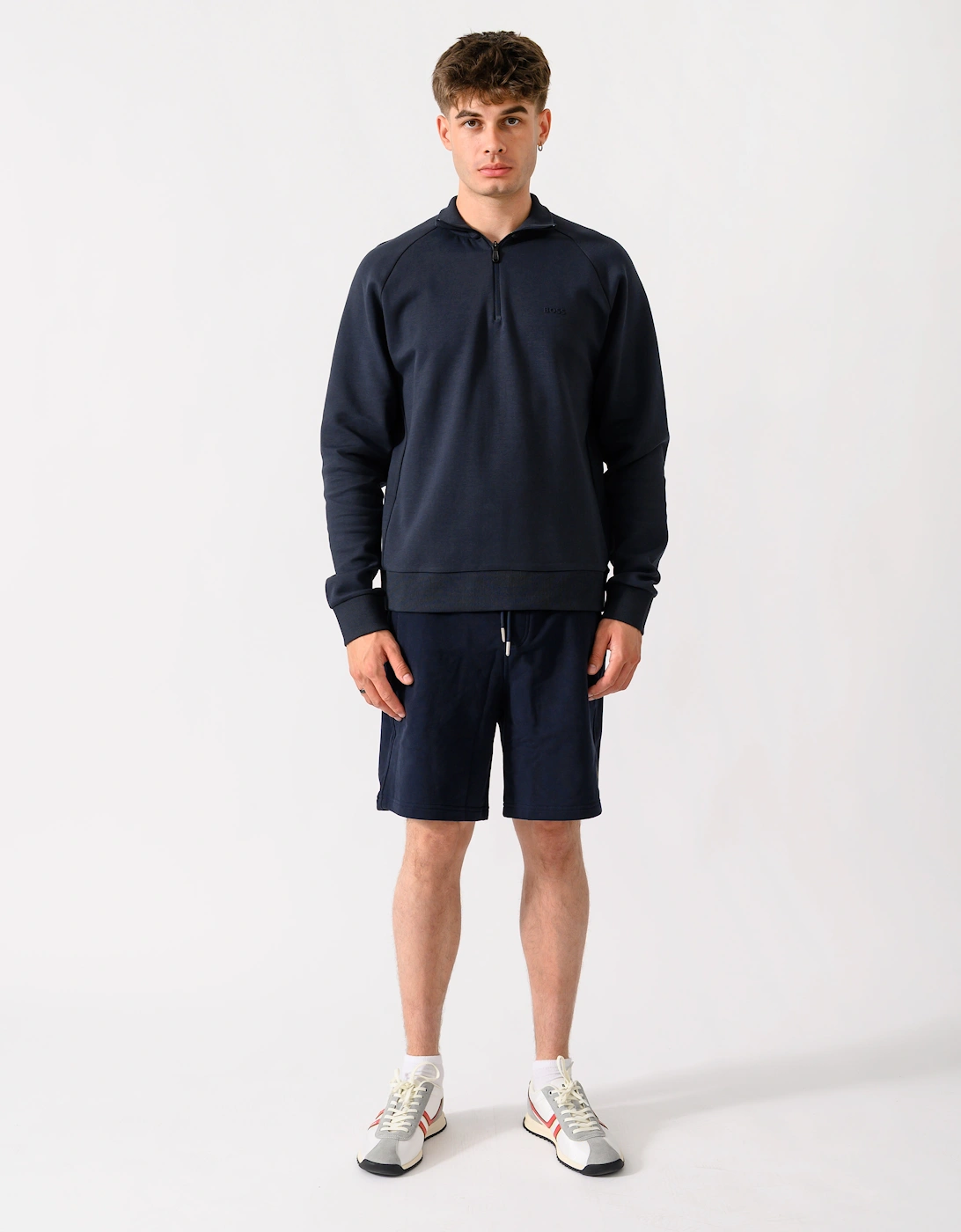 BOSS Green Sweat Mens 1/4 Zip Sweatshirt - Dark Blue 402