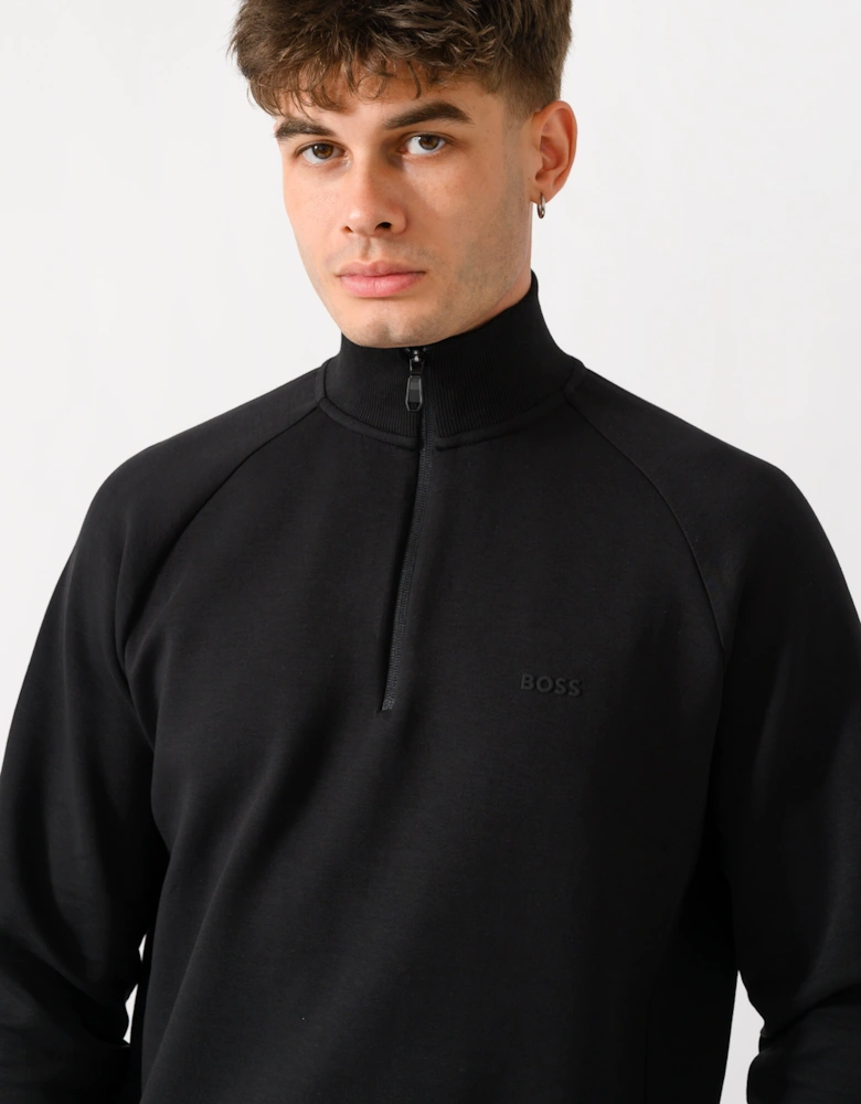 BOSS Green Sweat Mens 1/4 Zip Sweatshirt - Black 001