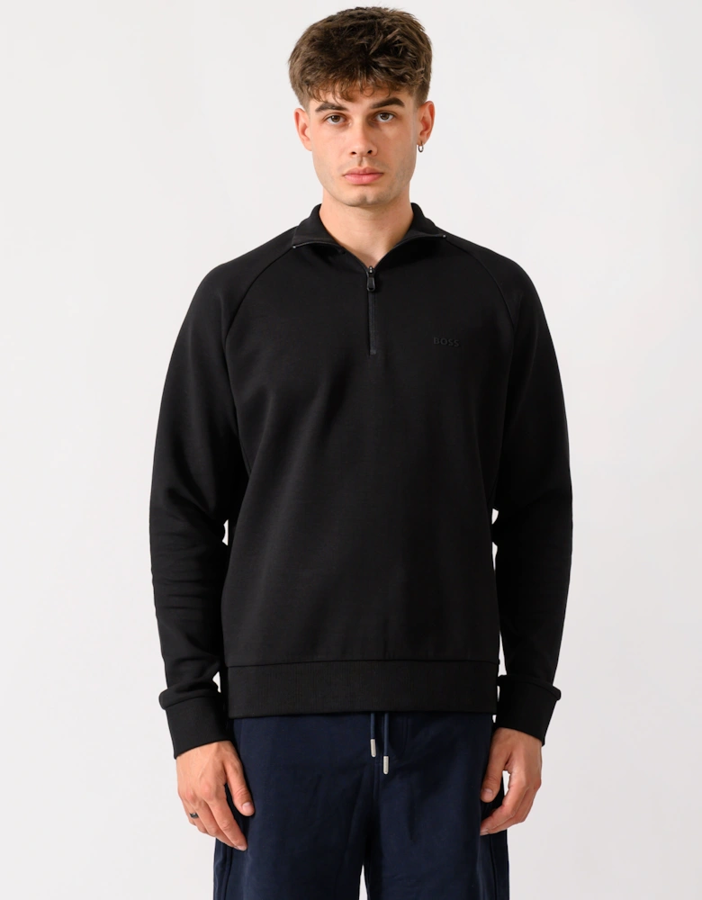 BOSS Green Sweat Mens 1/4 Zip Sweatshirt - Black 001