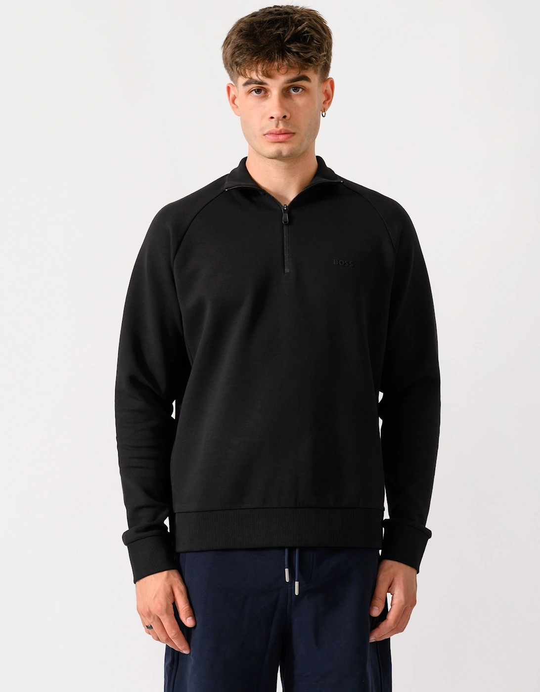 BOSS Green Sweat Mens 1/4 Zip Sweatshirt - Black 001, 5 of 4