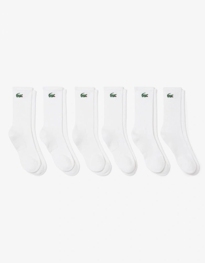 Lacoste 6-Pack Long Mens Sport Socks - White 001