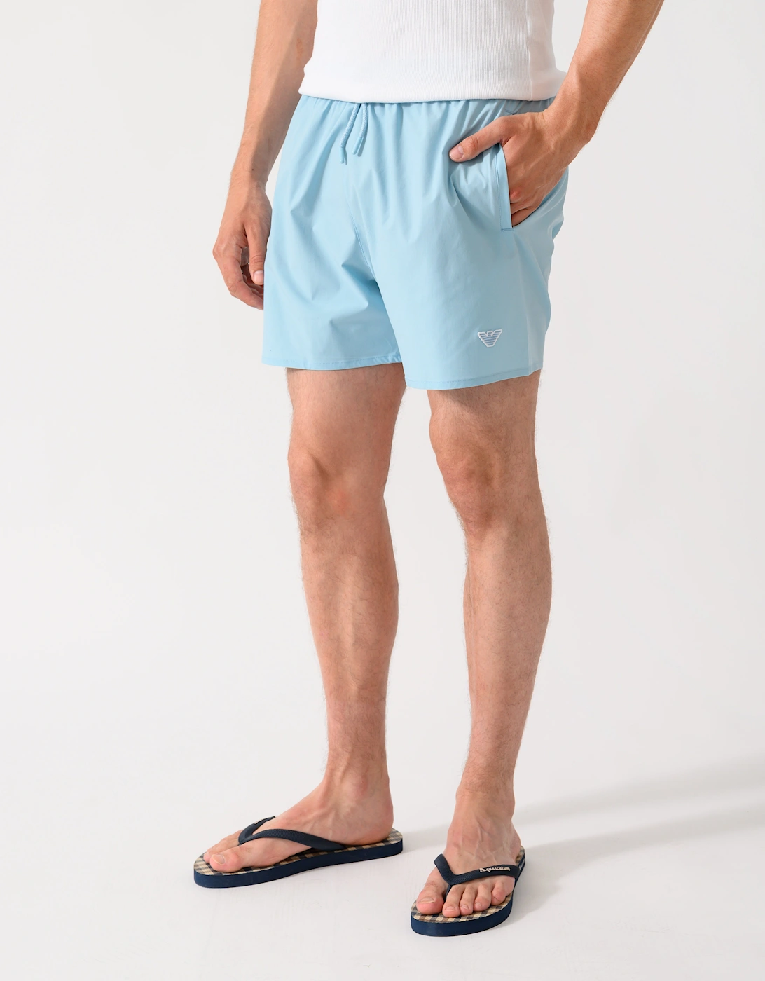 Emporio Armani Mens Swim Shorts with Eagle Logo - Sky, 6 of 5