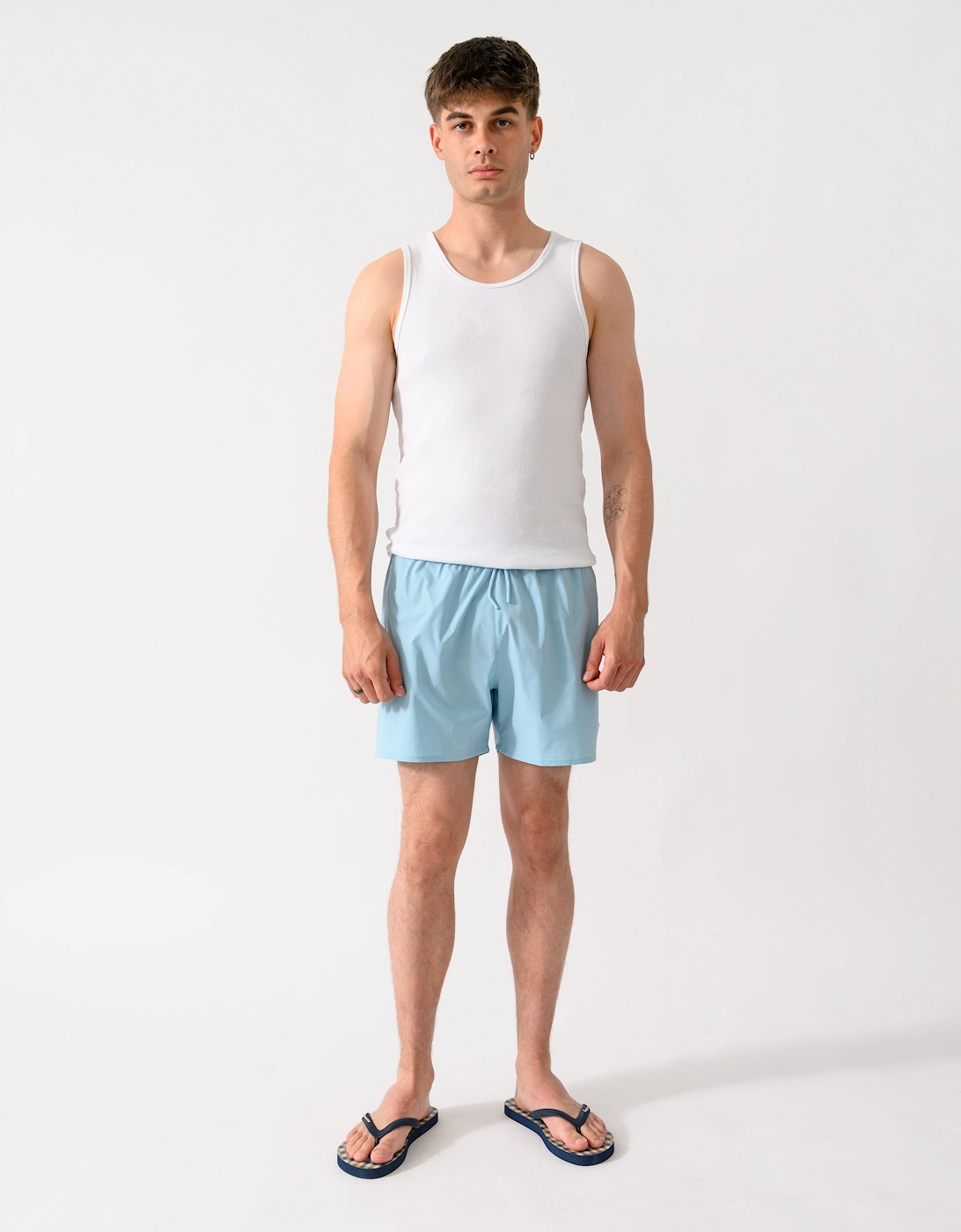 Emporio Armani Mens Swim Shorts with Eagle Logo - Sky