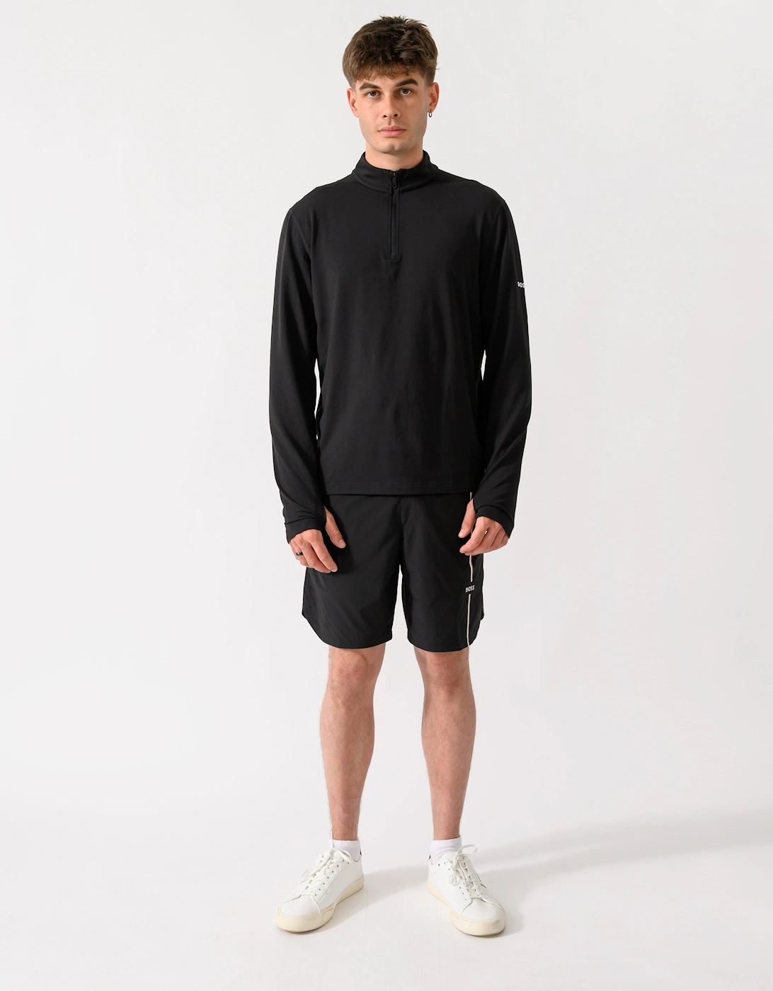 BOSS Green SW Active Mens Quarter Zip Sweatshirt - Black 001