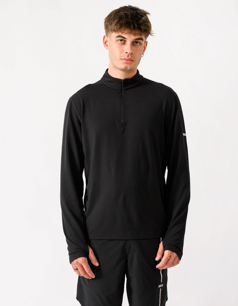 BOSS Green SW Active Mens Quarter Zip Sweatshirt - Black 001
