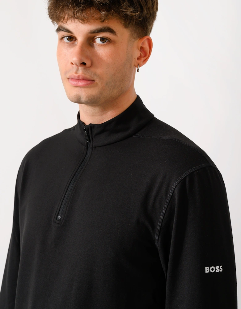 BOSS Green SW Active Mens Quarter Zip Sweatshirt - Black 001