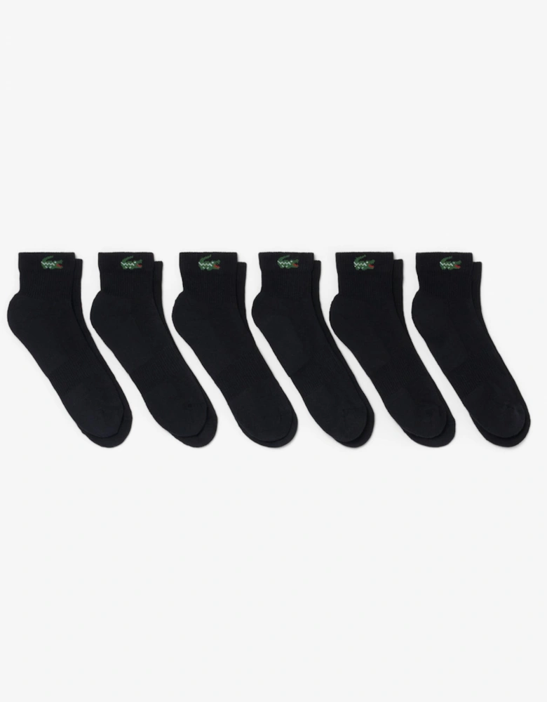 Lacoste 6-Pack Mid-Length Mens Sport Socks - Black 031