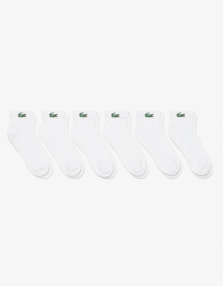 Lacoste 6-Pack Mid-Length Mens Sport Socks - White 001