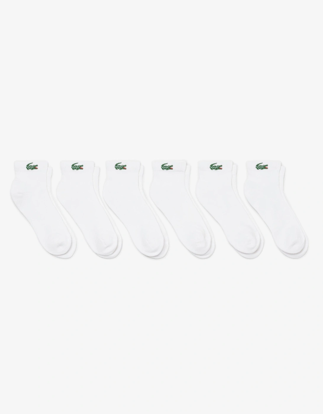 Men's Lacoste 6-Pack Mid-Length Mens Sport Socks - White 001 - White/White/White/White/White/White - Size: 9/9.5/11/10/12/10.5/11.5