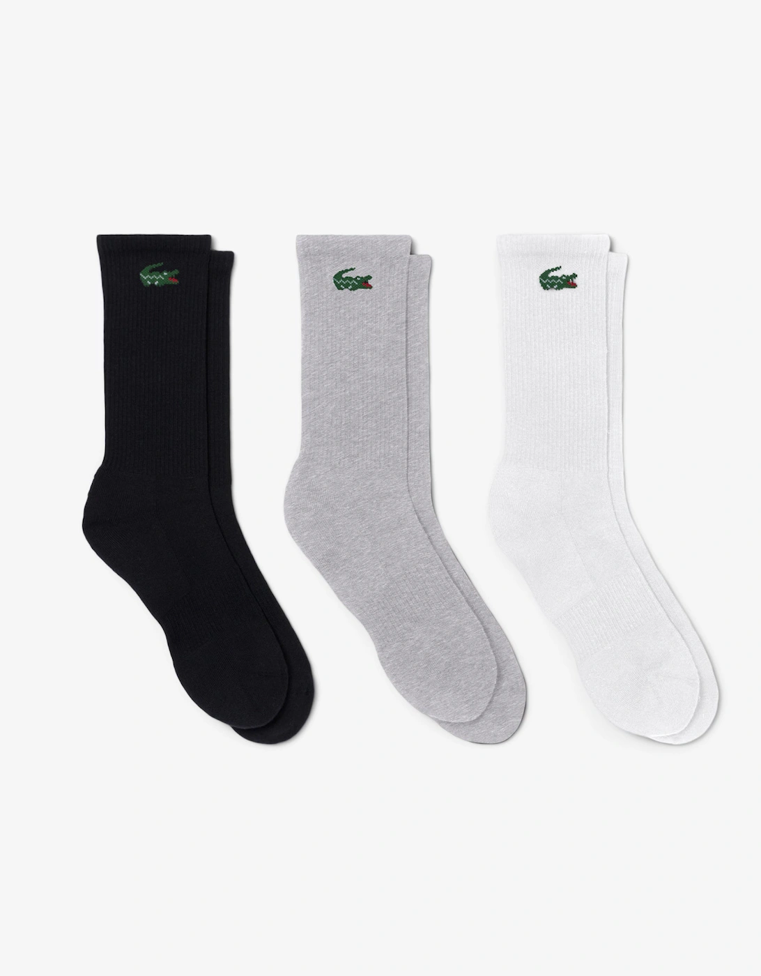 Lacoste 3-Pack Long Mens Sport Socks - White/Grey/Black L78