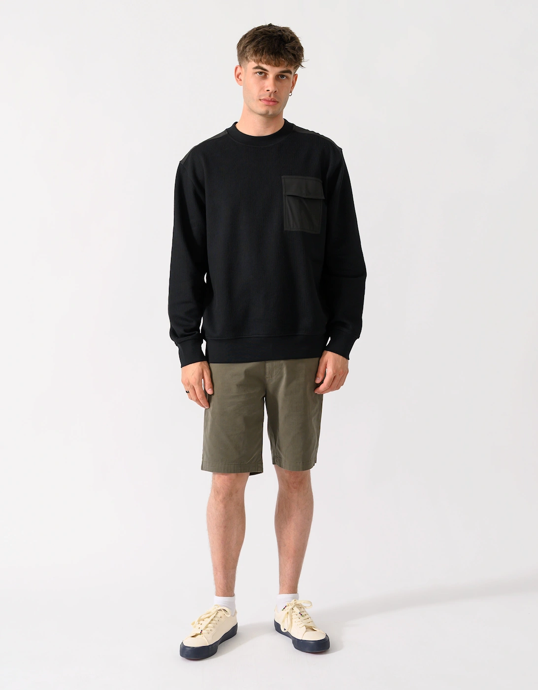 BOSS Orange We Urban Mens Crew Neck Sweatshirt with Pocket - Black 001