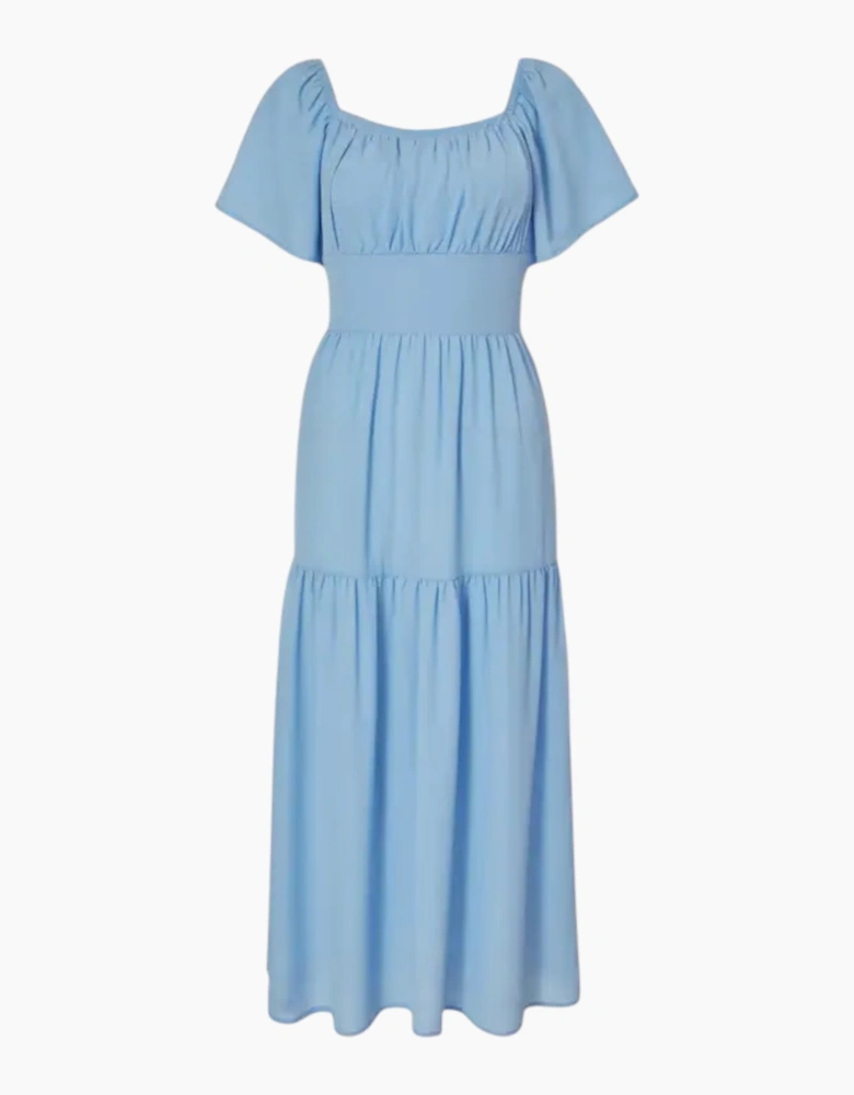 Quiz Women's Midaxi Midi Dress Light Blue Scoop Neck Short Sleeve Casual Summer
