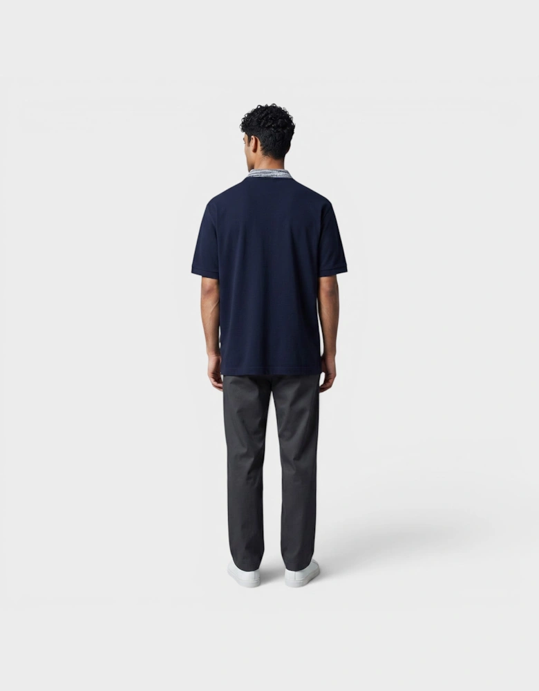Contrast Collar Polo Shirt Navy Contrast Space Dyed Navy White