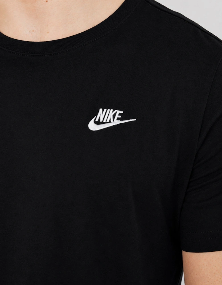 Nike Mens Embroidered Logo Swoosh T Shirt in Black