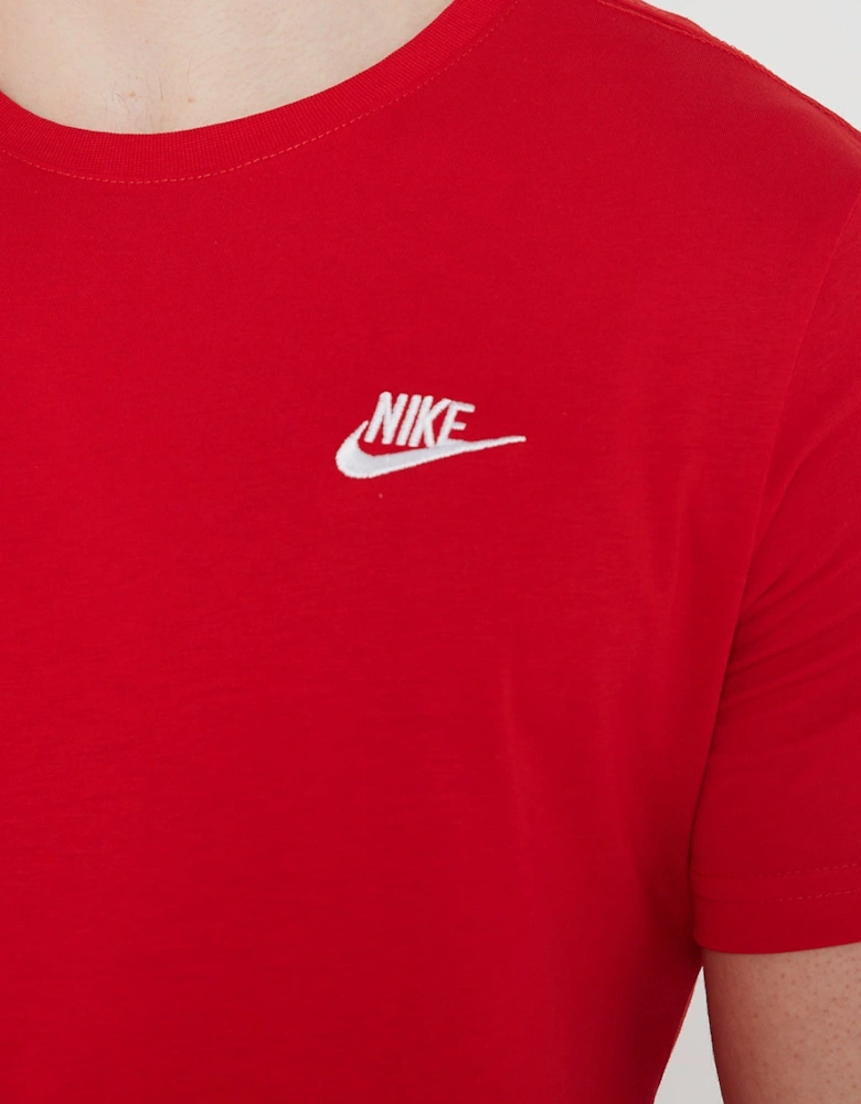Nike Mens Embroidered Logo Swoosh T Shirt in Red
