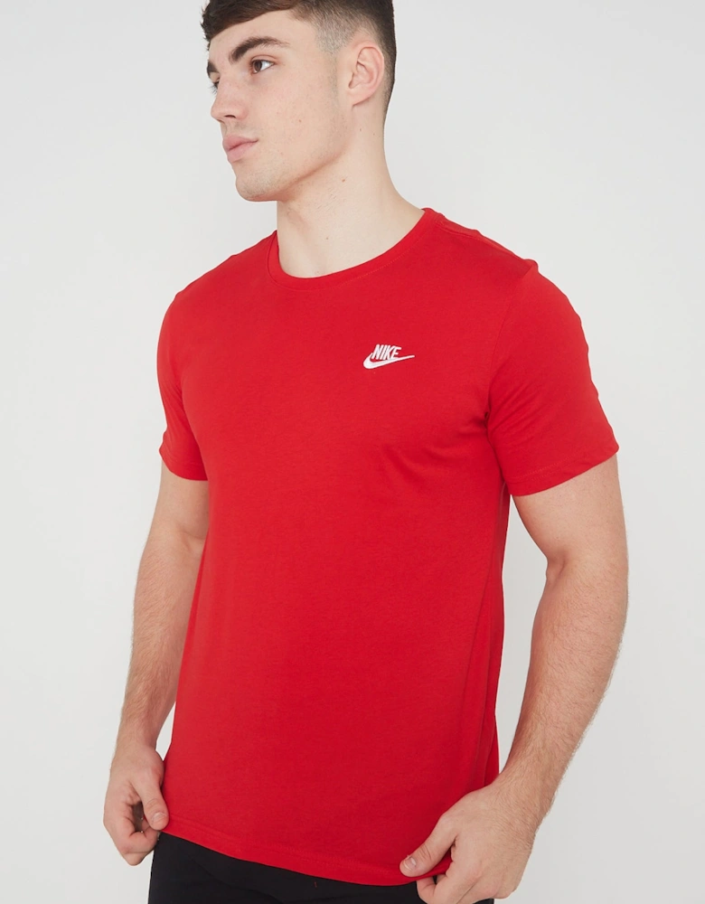 Nike Mens Embroidered Logo Swoosh T Shirt in Red