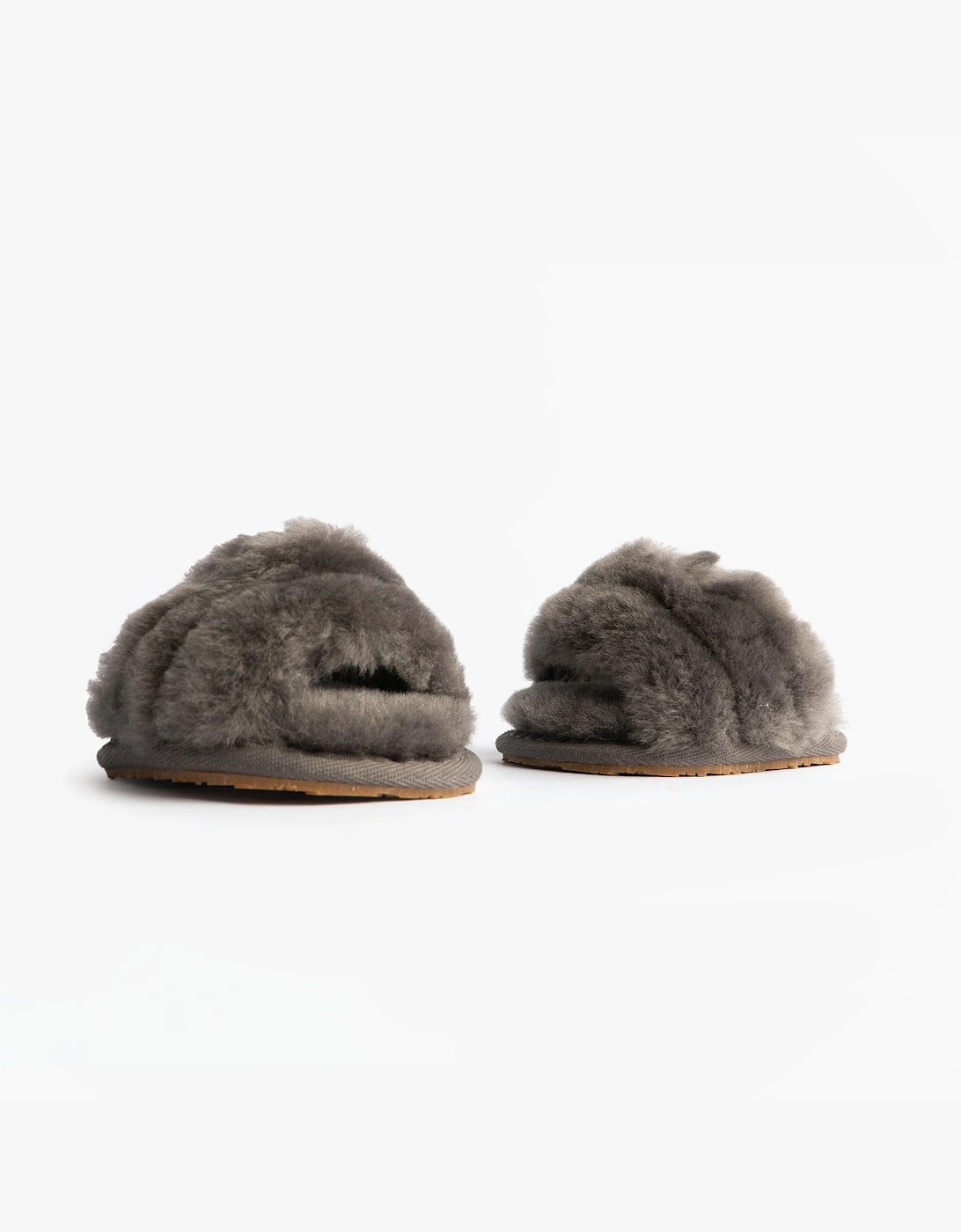 UGG 1124941I-CHRC FLUFF YEAH SLIDE AND LOVEY Girls Sliders Charcoal