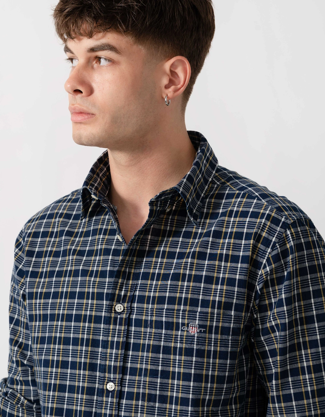 GANT Mens Regular Fit Archive Poplin Check Shirt - 969 Indigo
