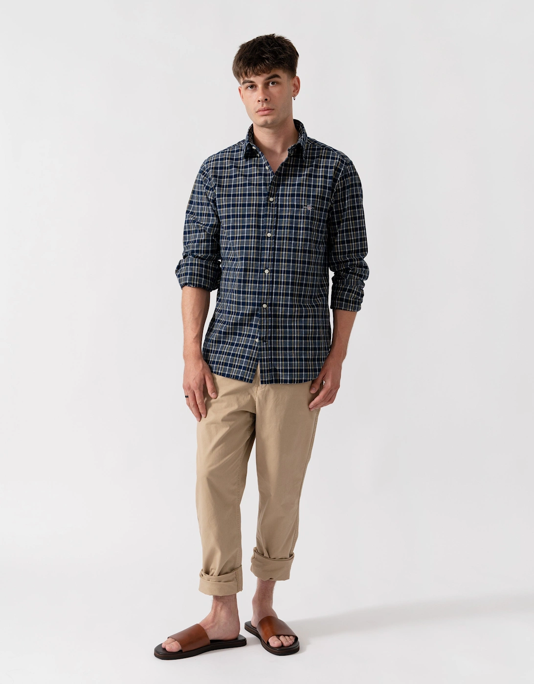 GANT Mens Regular Fit Archive Poplin Check Shirt - 969 Indigo