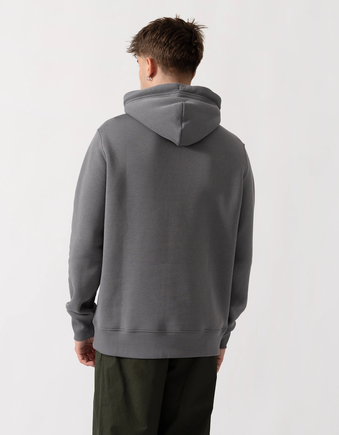 GANT Mens Regular Fit Shield Logo Pullover Hoodie - 38 Mid Grey