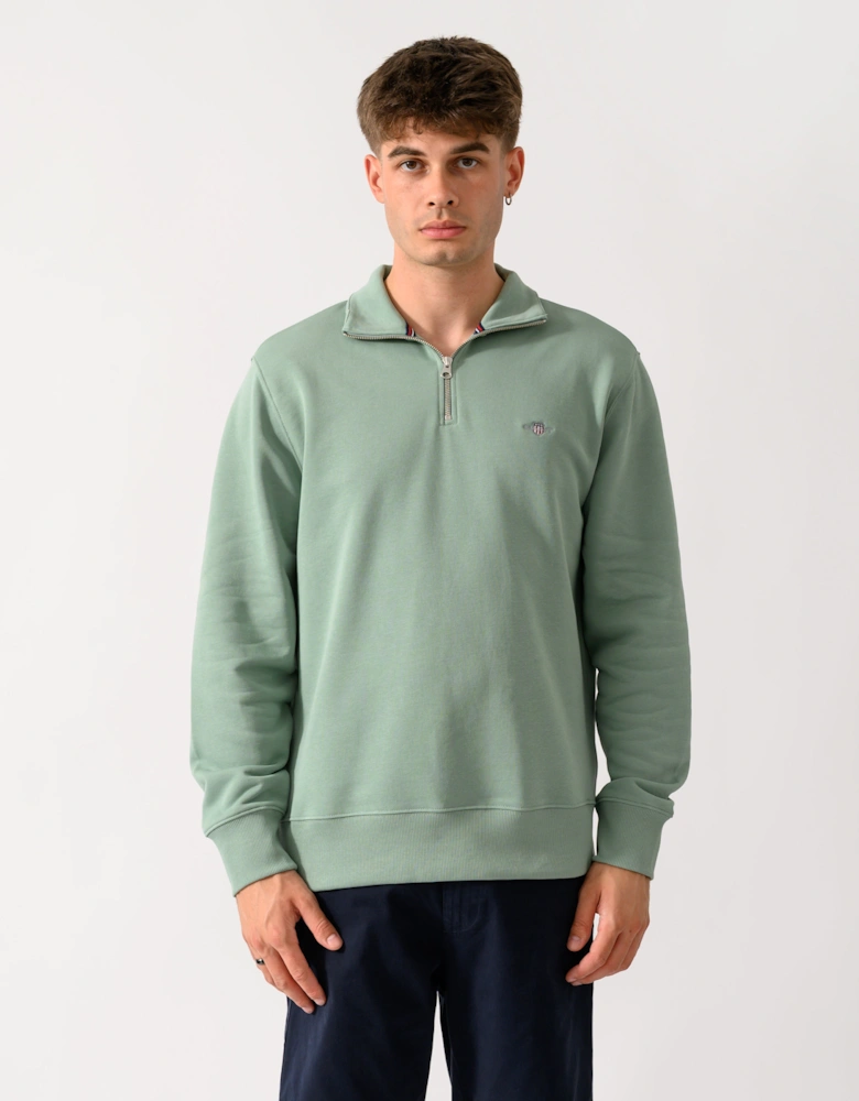 GANT Mens Regular Fit Shield Logo Half Zip Sweatshirt - 308 Surplus Mint