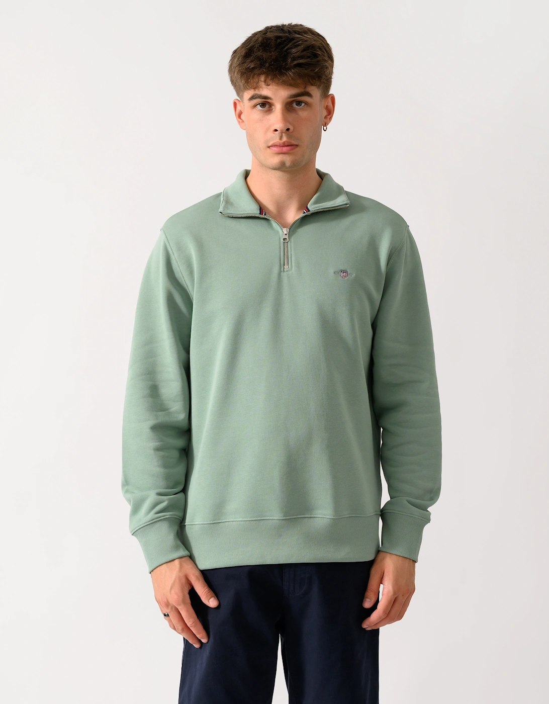 GANT Mens Regular Fit Shield Logo Half Zip Sweatshirt - 308 Surplus Mint, 5 of 4