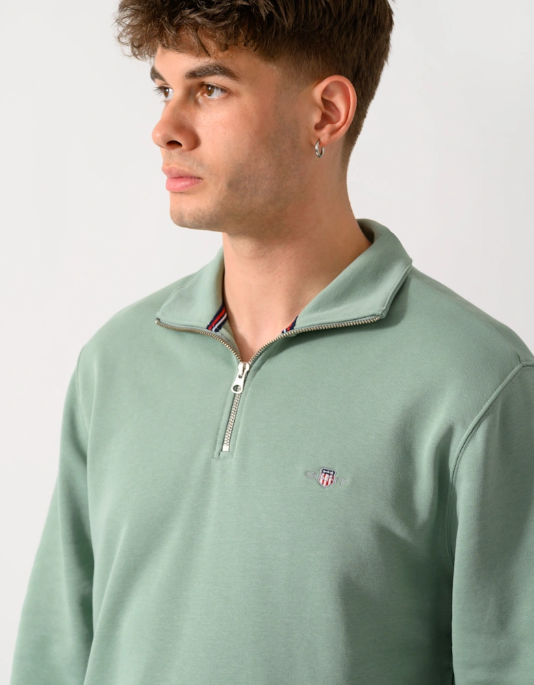 GANT Mens Regular Fit Shield Logo Half Zip Sweatshirt - 308 Surplus Mint