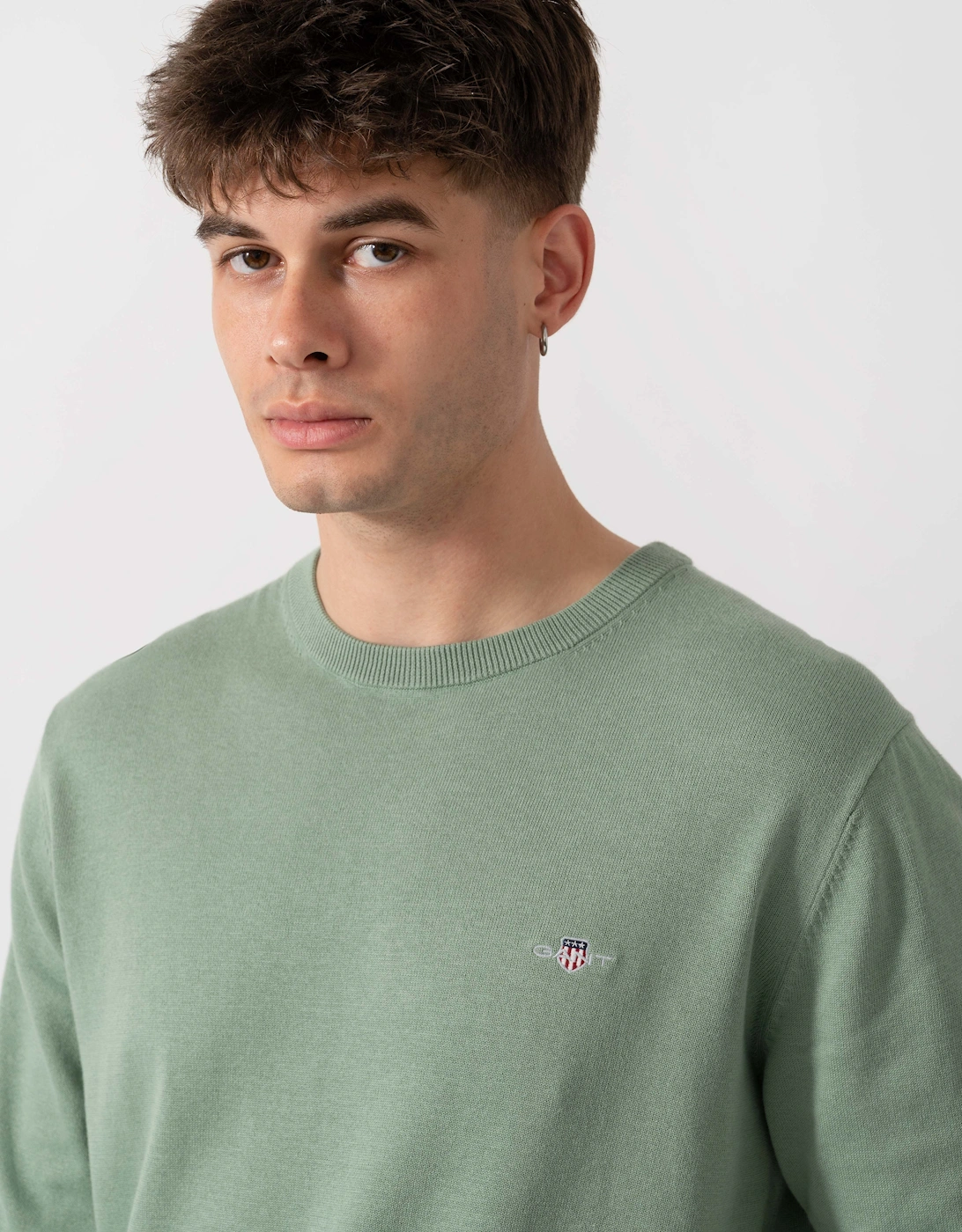 GANT Mens Classic Cotton Shield Logo Crew Neck Jumper - 308 Surplus Mint