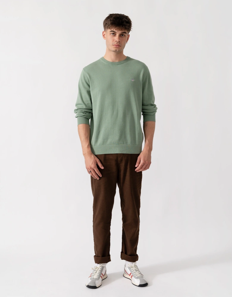 GANT Mens Classic Cotton Shield Logo Crew Neck Jumper - 308 Surplus Mint
