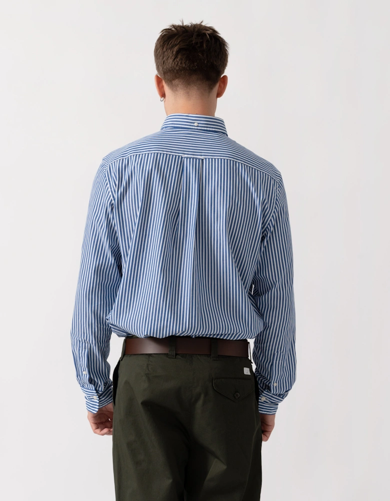 GANT Mens Regular Fit Long Sleeve Poplin Stripe Shirt - 436 College Blue