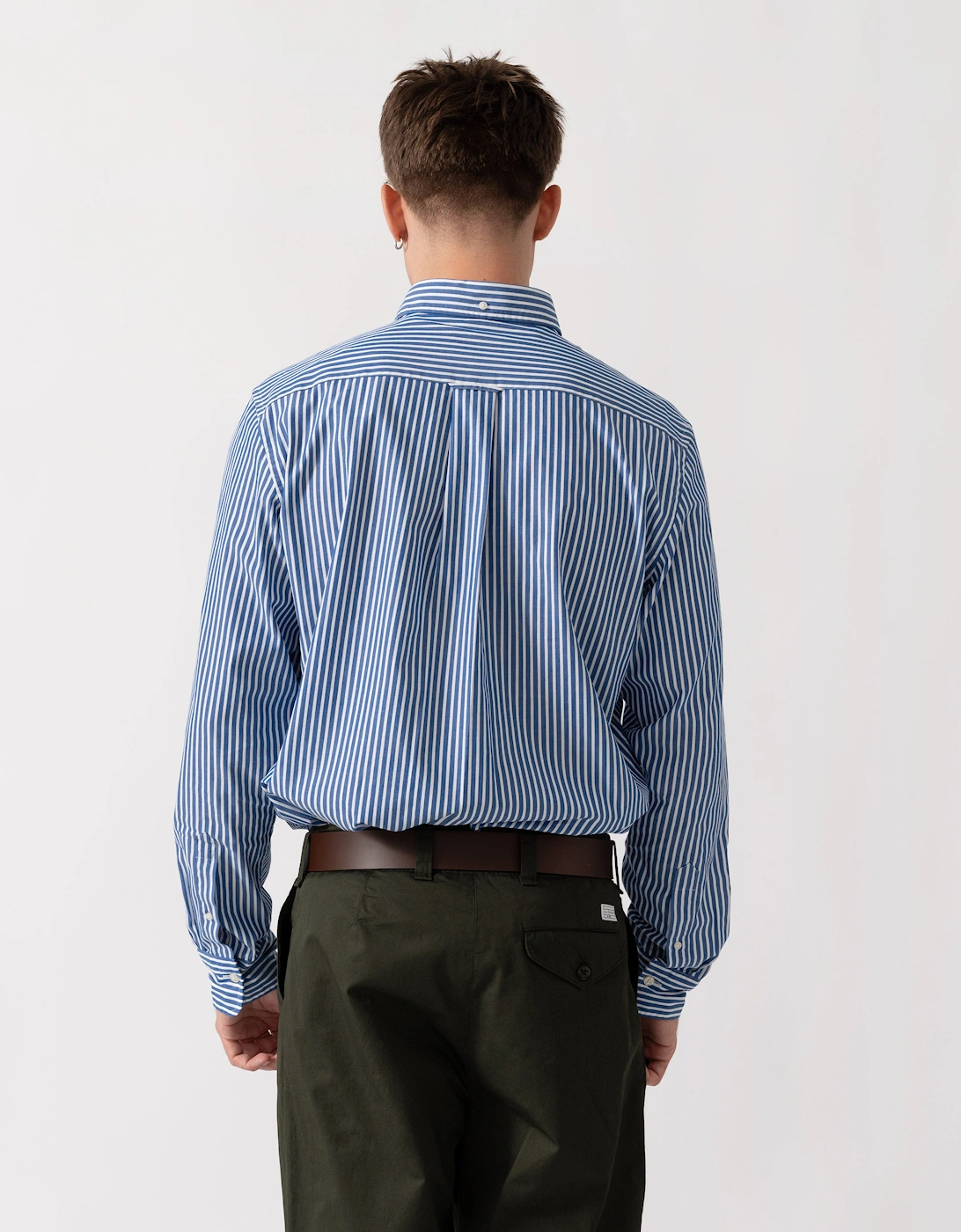GANT Mens Regular Fit Long Sleeve Poplin Stripe Shirt - 436 College Blue
