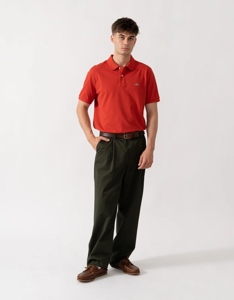 GANT Mens Regular Fit Short Sleeve Shield Logo Pique Polo - 853 Maple Fire