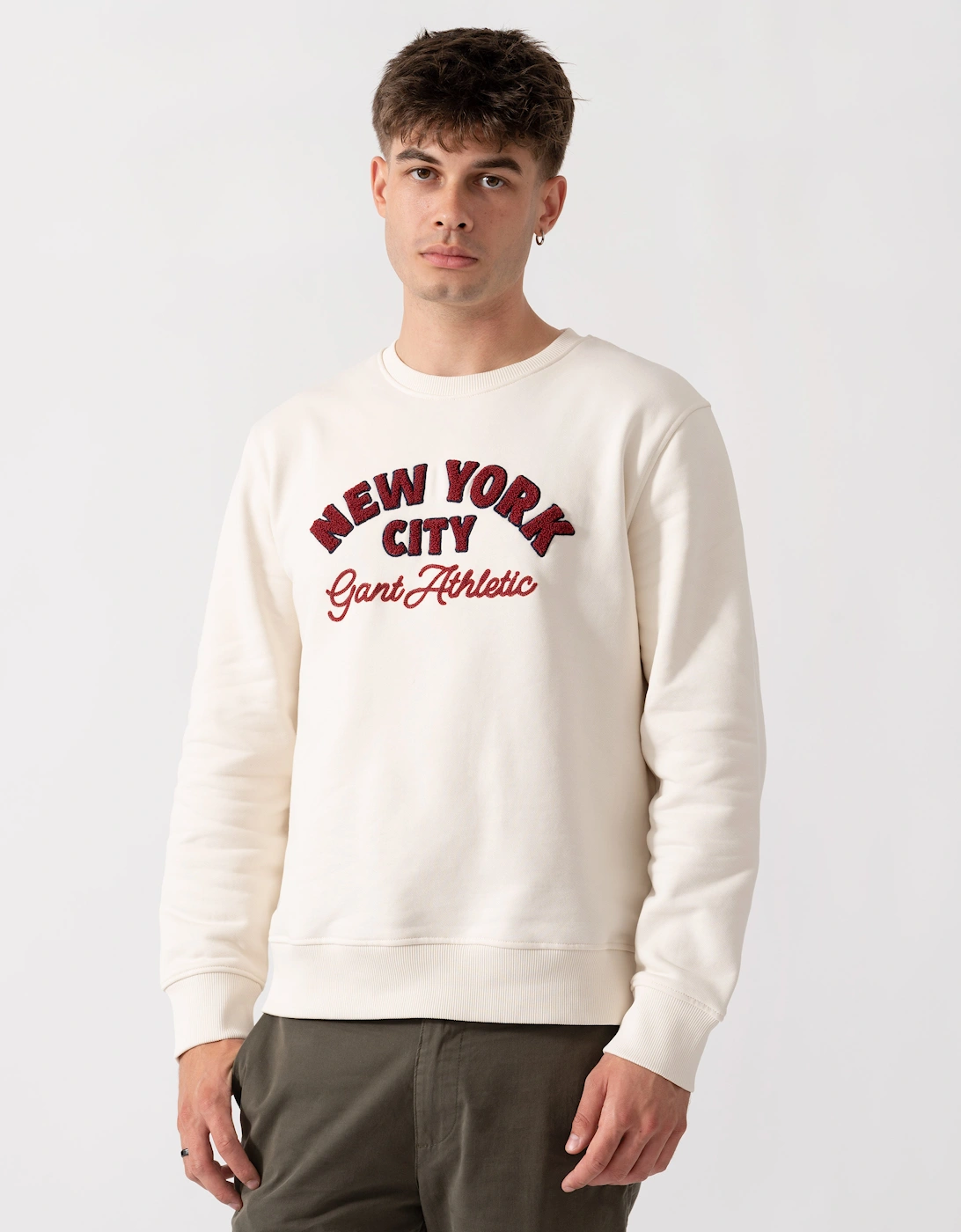 GANT Mens NYC Graphic Crew Neck Sweatshirt - 130 Cream