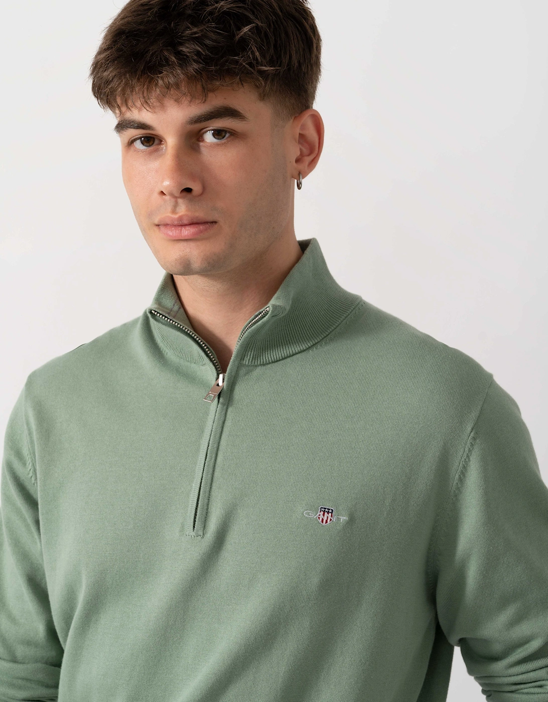 GANT Mens Classic Cotton Shield Logo Half Zip Jumper - 308 Surplus Mint