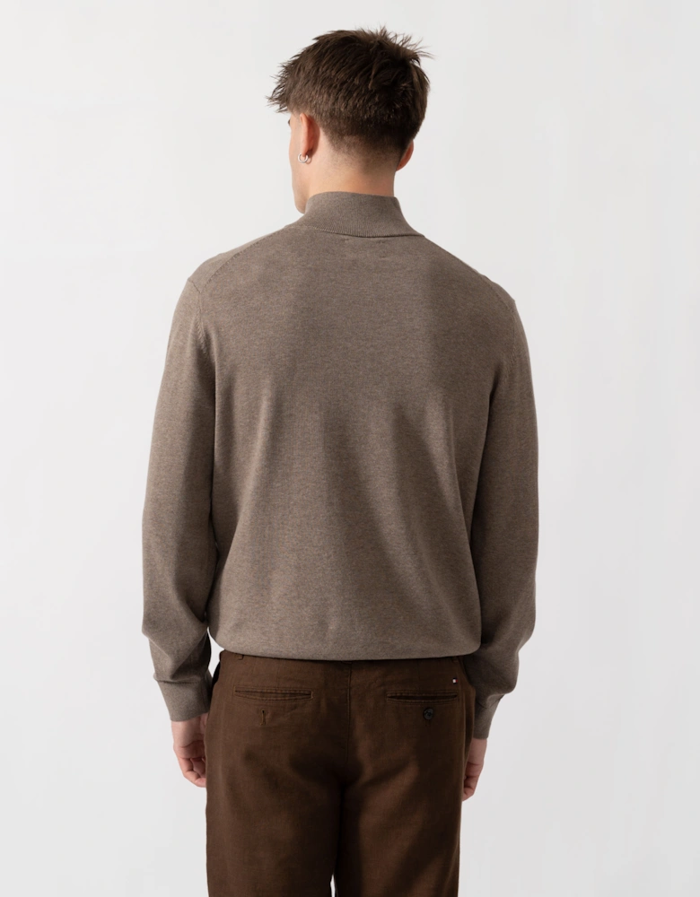 GANT Mens Classic Cotton Shield Logo Half Zip Jumper - 294 Dark Hazelnut Melange