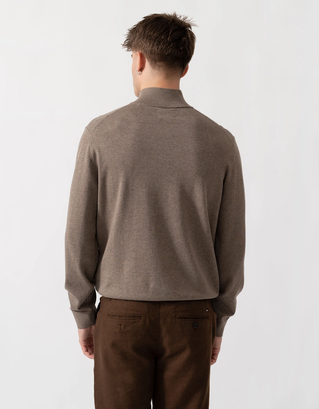 GANT Mens Classic Cotton Shield Logo Half Zip Jumper - 294 Dark Hazelnut Melange