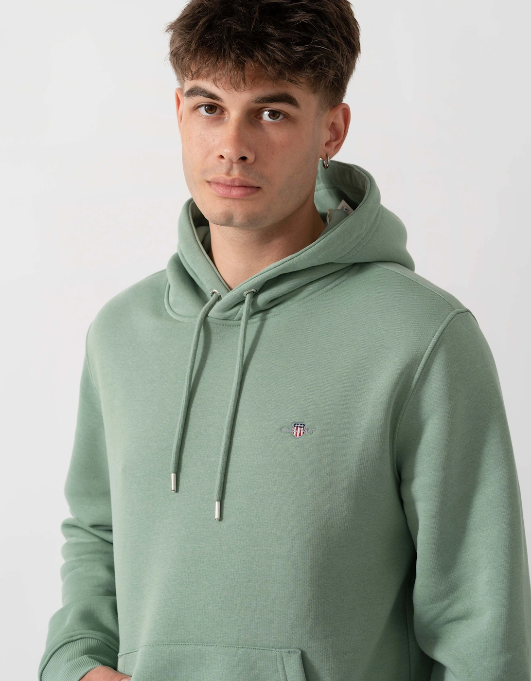 GANT Mens Regular Fit Shield Logo Pullover Hoodie - 308 Surplus Mint