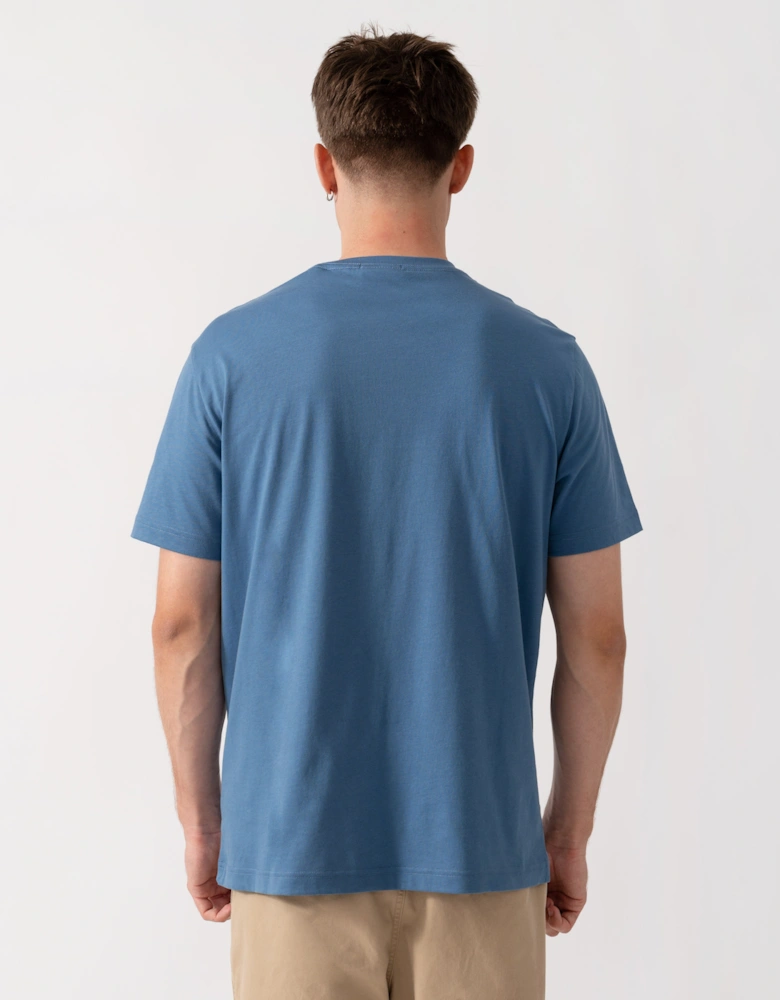 GANT Mens Regular Fit Short Sleeve Shield Logo T-Shirt - 476 Blue Horizon