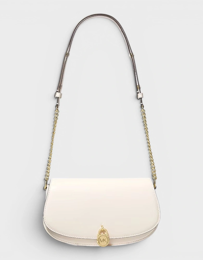 Mila Medium Leather Messenger Bag Cream