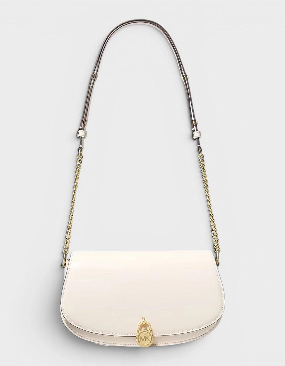 Mila Medium Leather Messenger Bag Cream