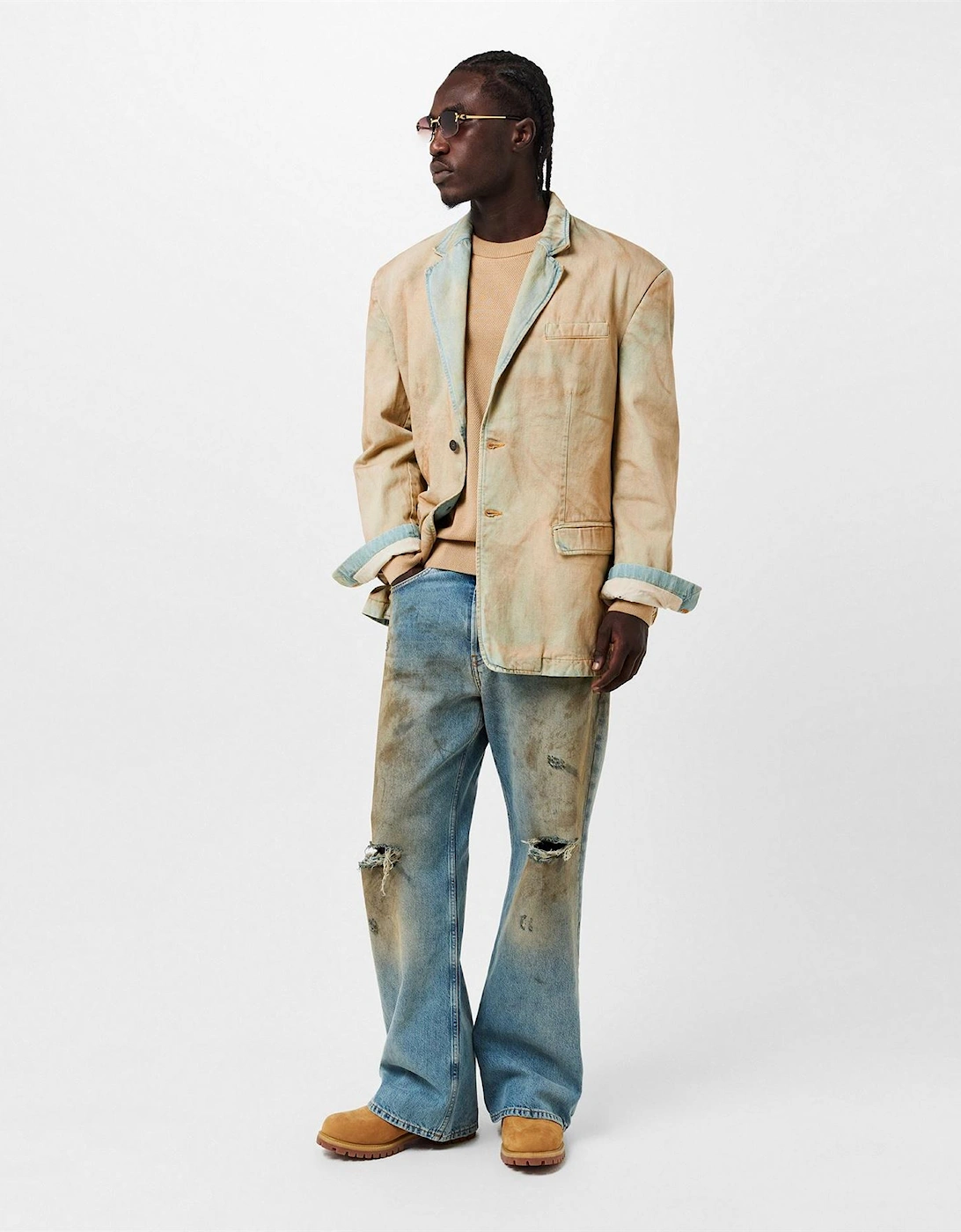 Solid Patterned Denim Jacket
