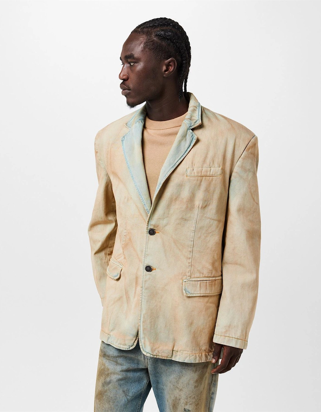 Solid Patterned Denim Jacket