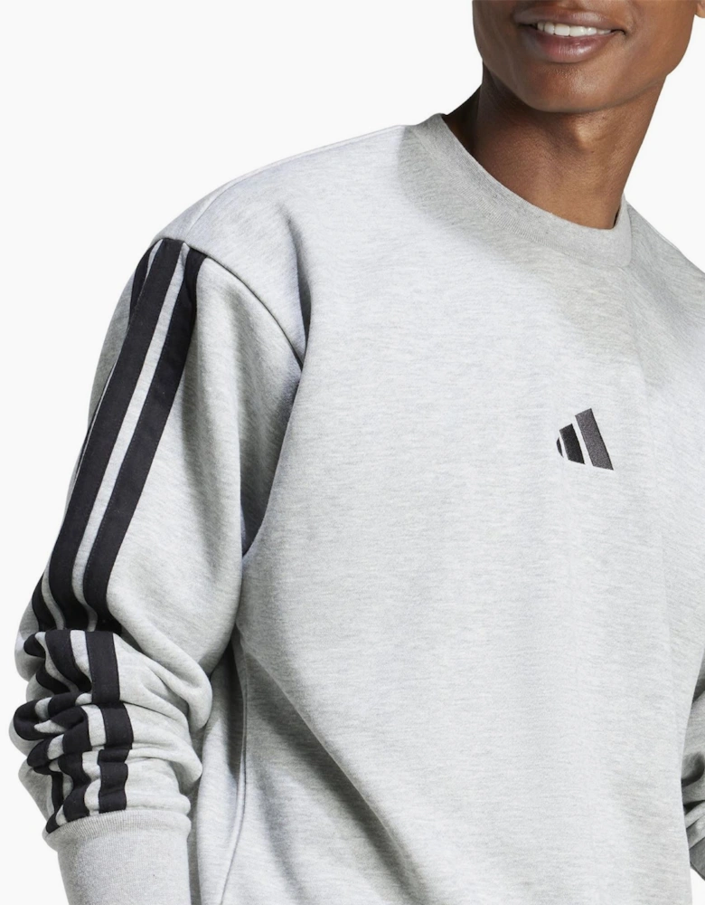 Mens Essentials 3 Stripes Fleece Sweatshirt
